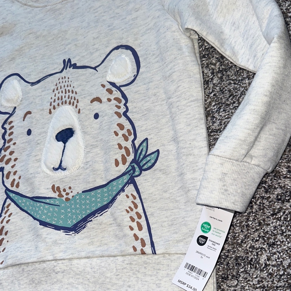 Carter's Beige and Navy Bear Matching Outfit - Picture 6 of 15